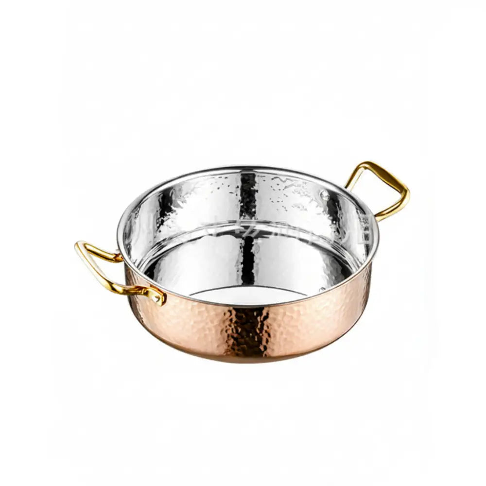 Thickened Stainless Steel Hammered Double Handle Pot - 18cm golden hammered clear soup pot [without lid] - Cookware set