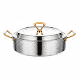 Thickened Stainless Steel Hammered Double Handle Pot - 18cm silver hammered clear soup pot [pot + stainless steel lid]