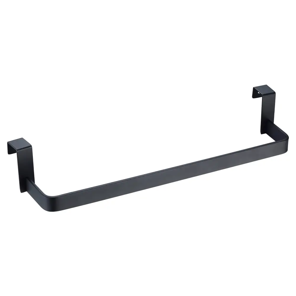 Matte black modern bathroom towel rack wall-mounted chrome finish