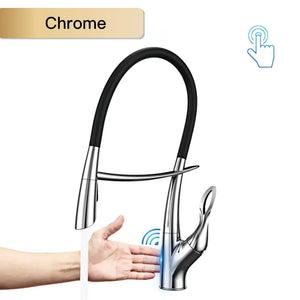 Touch Switch Cold Hot Dual Control Magnetic Sink Faucet - Chrome T / G9/16 - Kitchen Faucets