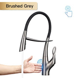 Touch Switch Cold Hot Dual Control Magnetic Sink Faucet - Brushed Grey T / G9/16 - Kitchen Faucets