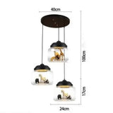 Transparent Jar Animal Hanging Lamp - 3pcs Black A / No animal - Lamps