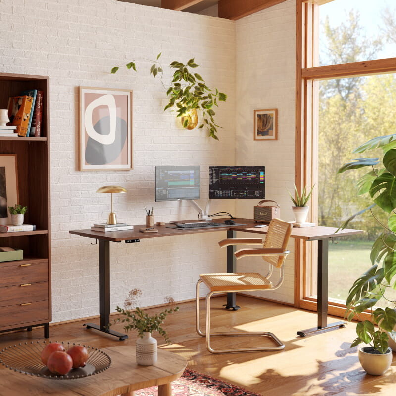 Triple Motor L-shaped Standing Desk