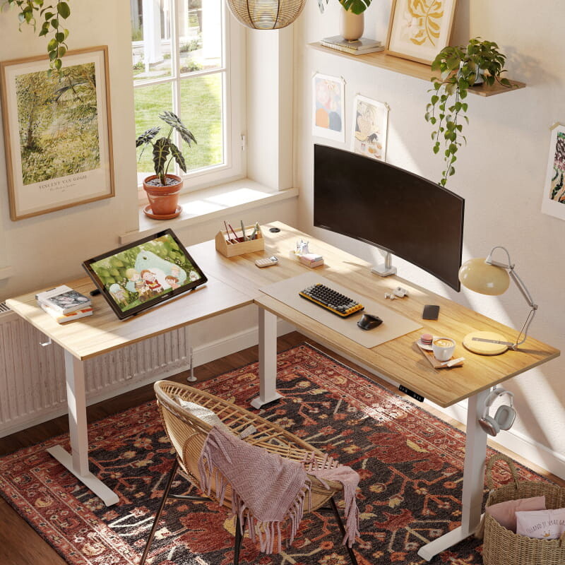 Triple Motor L-shaped Standing Desk