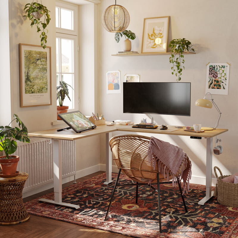 Triple Motor L-shaped Standing Desk