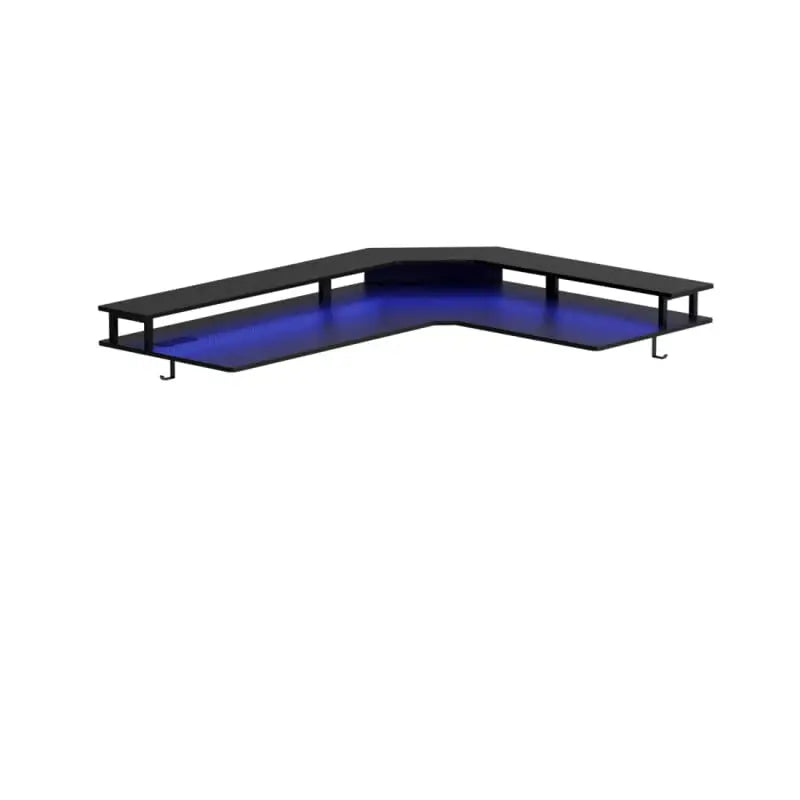 Triple Motor L-Shaped Standing Desk with Ambient Light & - Desk > Gaming Desk