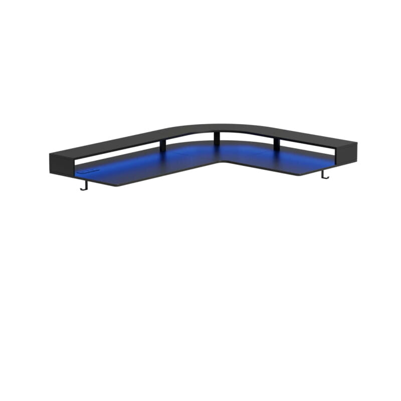 Triple Motor L-Shaped Standing Desk with Ambient Light & Outlets