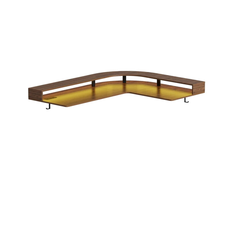 Triple Motor L-Shaped Standing Desk with Ambient Light & Outlets
