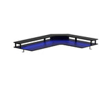 Triple Motor L-Shaped Standing Desk with Ambient Light & Outlets