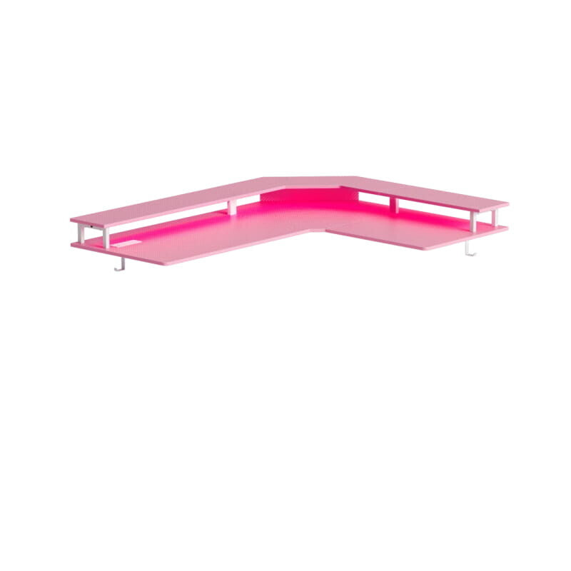 Triple Motor L-Shaped Standing Desk with Ambient Light & Outlets