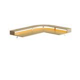 Triple Motor L-Shaped Standing Desk with Ambient Light & Outlets