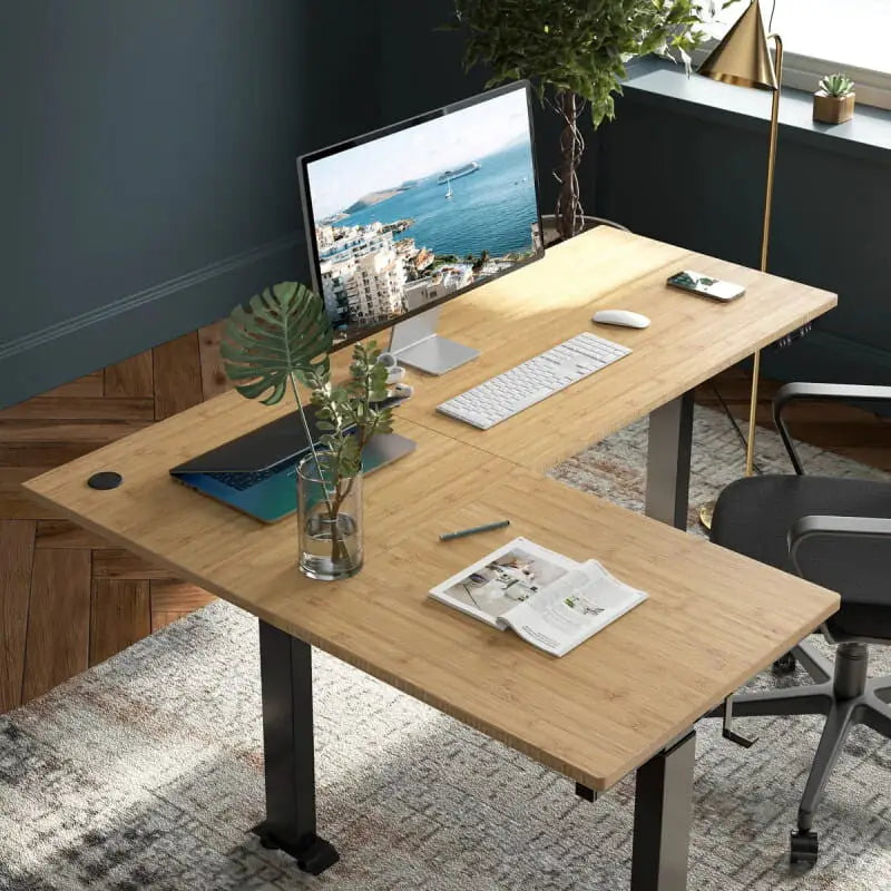 Triple Motor L-shaped Standing Desk - Desk > Standing Desk > L Shaped Standing Desk