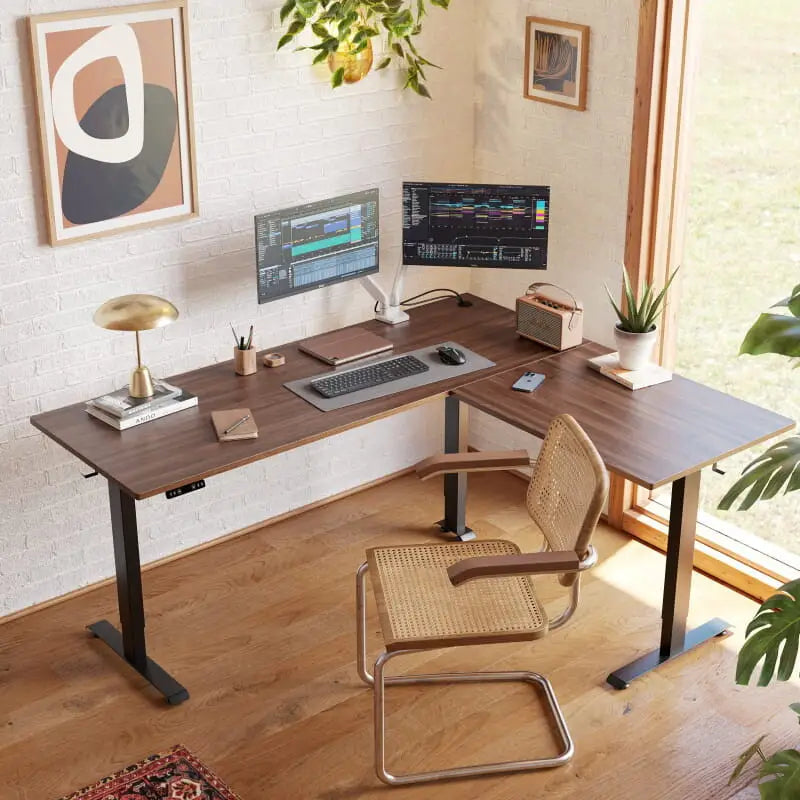Triple Motor L-shaped Standing Desk - Desk > Standing Desk > L Shaped Standing Desk
