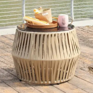 U-Shape modern rattan garden sofa set detail showing woven material texture and outdoor furniture construction
