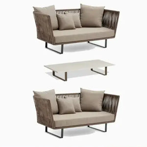 U-Shape rattan garden sofa set showcasing woven material texture and modern outdoor furniture design detail