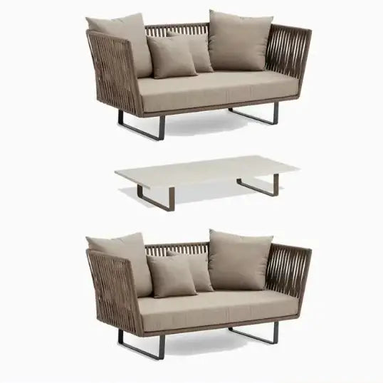 U-Shape rattan garden sofa set showcasing woven material texture and modern outdoor furniture design detail