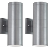 Up and Down Cylinder Outdoor Aluminum Wall Sconce Light - Silver 2 Packs / cool white - Wall Lamp