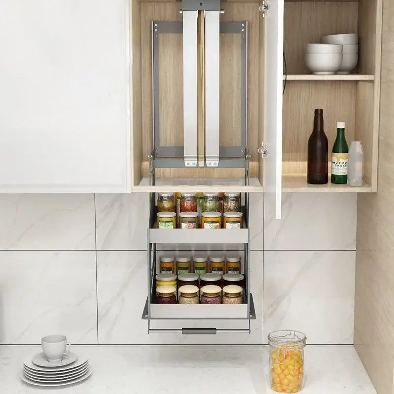 Up Down Pull Down Storage Spice Racks Wall Cabinet - 350 Type: 30 x 28 x 52 cm - Kitchen Essentials
