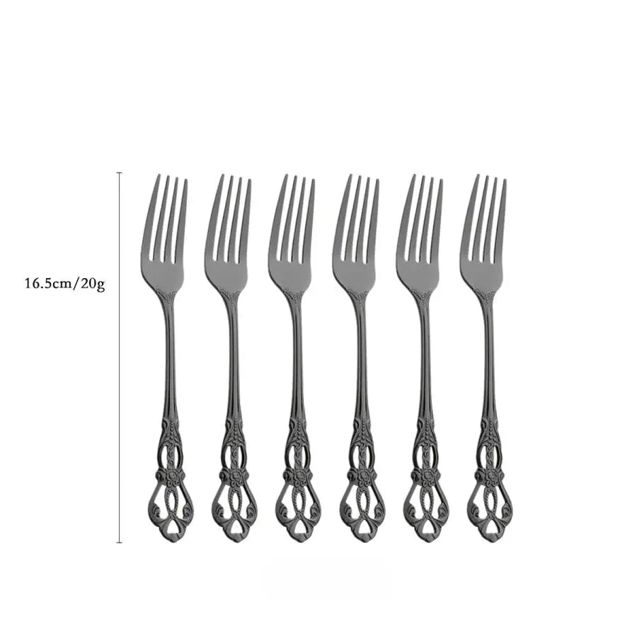 Vintage Cutlery Set Knife Fork Spoon - 6Pcs Cake Fork - Knives