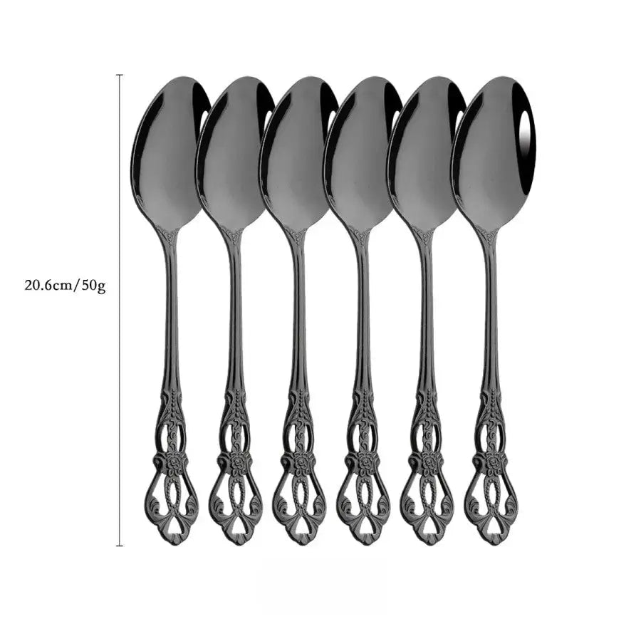 Vintage Cutlery Set Knife Fork Spoon - 6Pcs Dinner Spoon - Knives