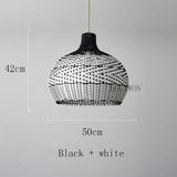 Vintage Rattan Luxry Pendant Ligth - Black and white 50cm / Black cord ceiling - Rattan Lamp