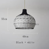 Vintage Rattan Luxry Pendant Ligth - Black and white 60cm / Black cord ceiling - Rattan Lamp