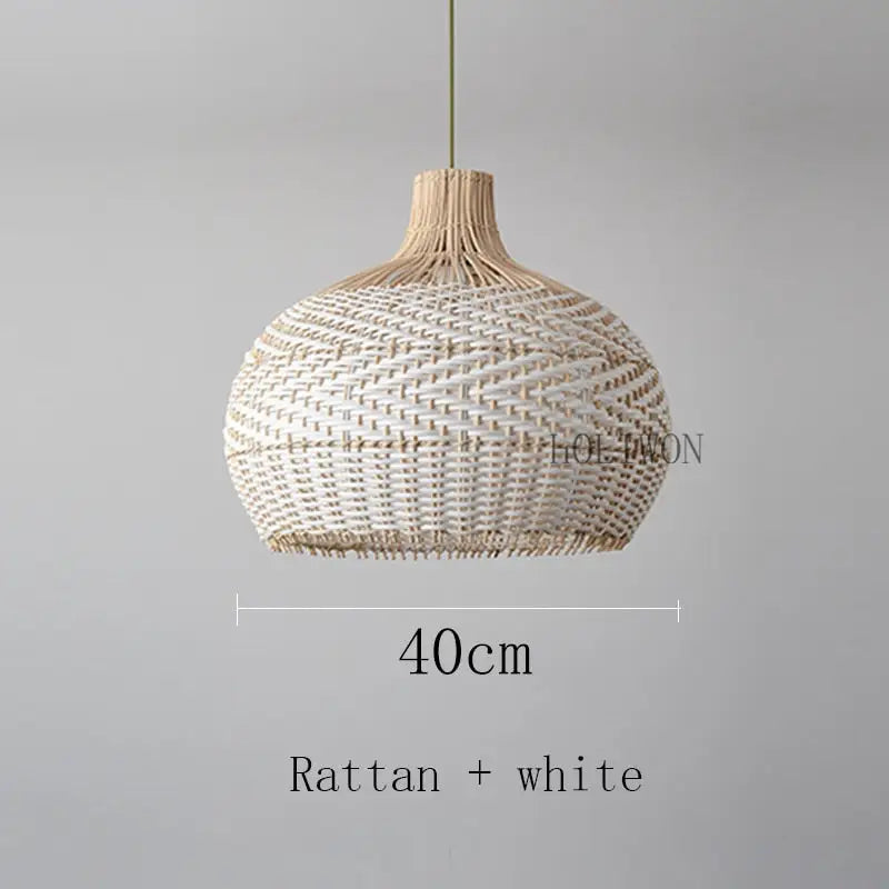 Vintage Rattan Luxry Pendant Ligth - Style B white 40cm / Black cord ceiling - Rattan Lamp