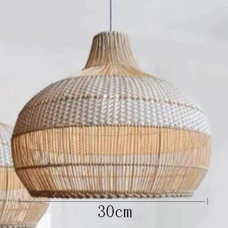 Vintage Rattan Luxry Pendant Ligth - Style C white 30cm / Black cord ceiling - Rattan Lamp
