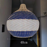 Vintage Rattan Luxry Pendant Ligth - Style E Blue 40cm / Black cord ceiling - Rattan Lamp