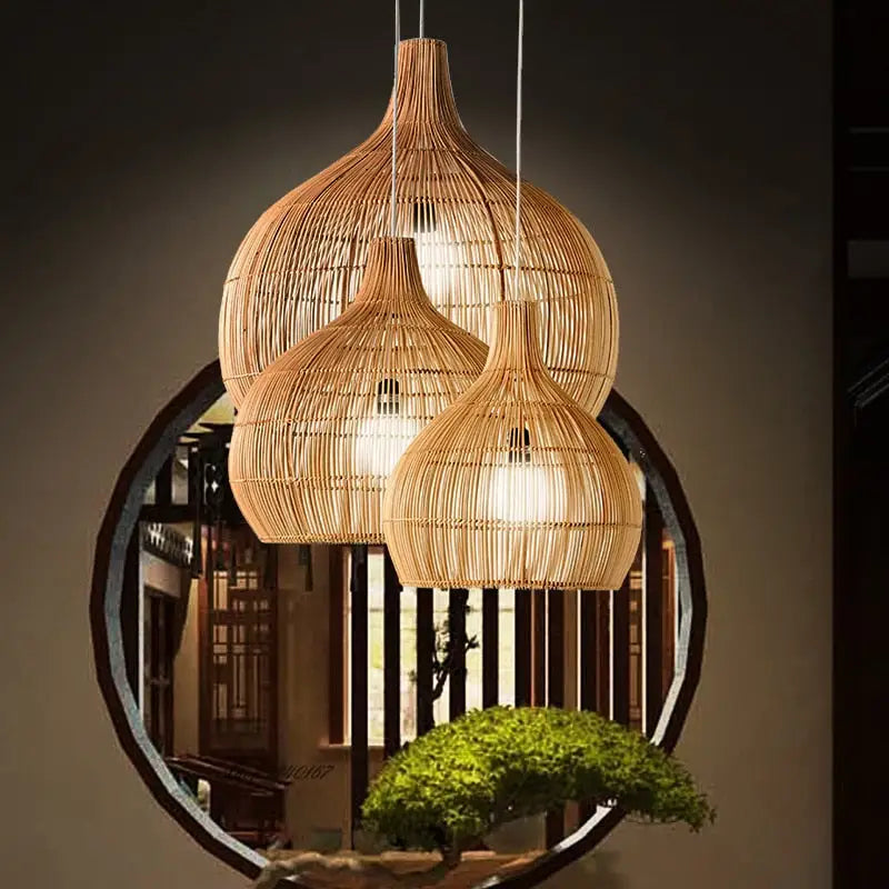 Vintage Rattan Hand-Woven Pendant Lamp - Rattan Lamp