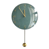 Wall Clock Classic Metallic Nordic Vintage Metal Pendulum - Long Bright Green Pendulum - Wall Clocks