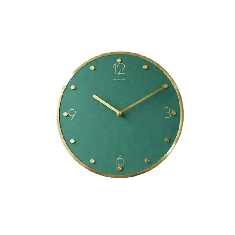 Wall Clock Classic Metallic Nordic Vintage Metal Pendulum - Opaque Green Watch - Wall Clocks