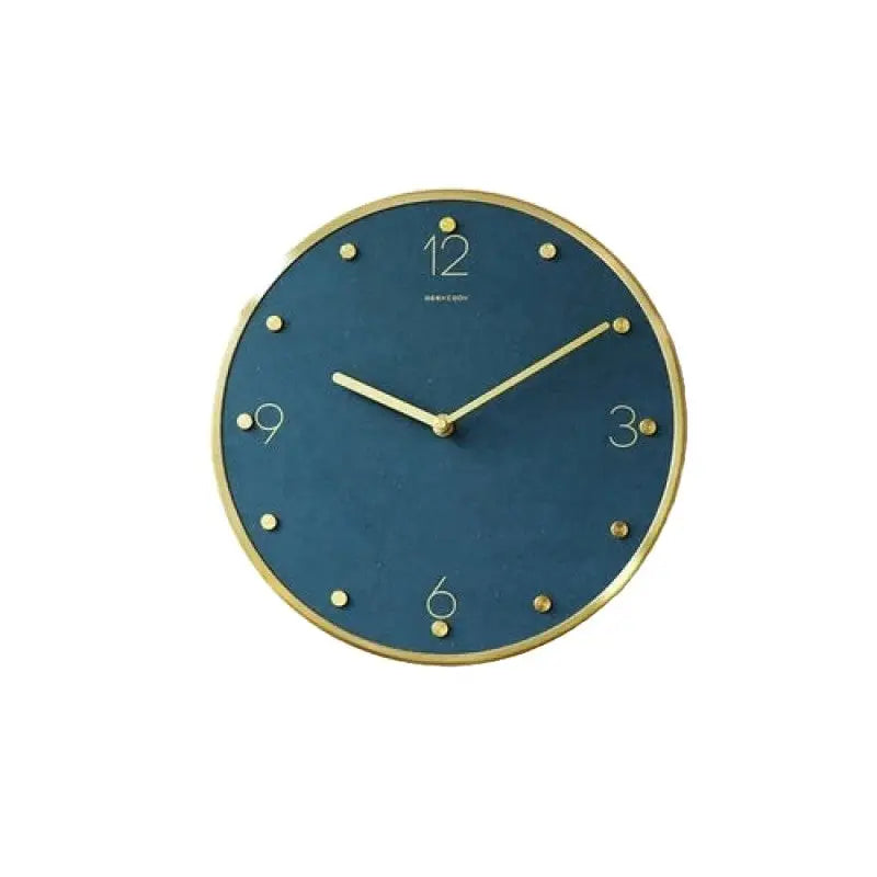 Wall Clock Classic Metallic Nordic Vintage Metal Pendulum - Opaque Blue Watch - Wall Clocks