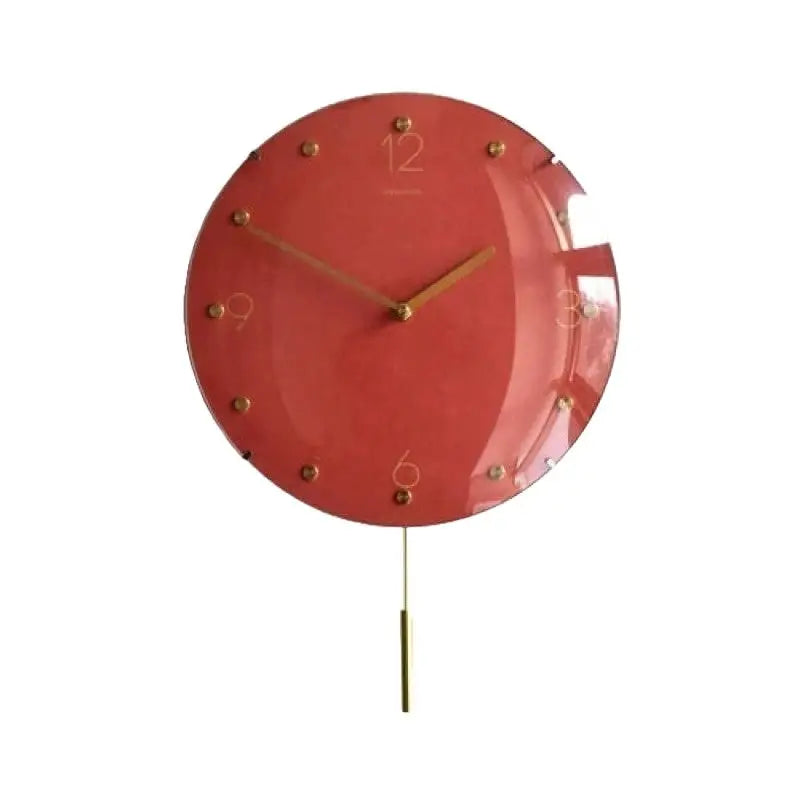 Wall Clock Classic Metallic Nordic Vintage Metal Pendulum - Short Bright Red Pendulum - Wall Clocks