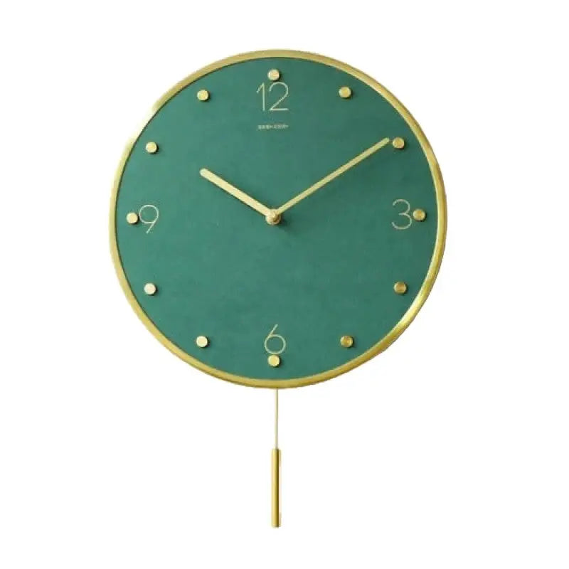 Wall Clock Classic Metallic Nordic Vintage Metal Pendulum - Short Opaque Green Pendulum - Wall Clocks