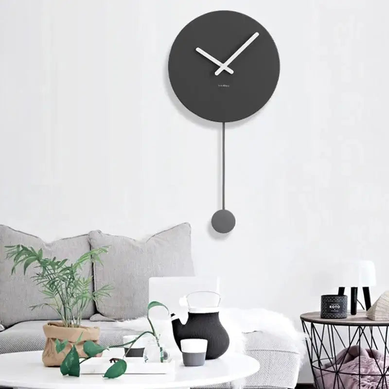 Wall Clock with Pendulum Nordic Style Minimalist - Wall Clocks