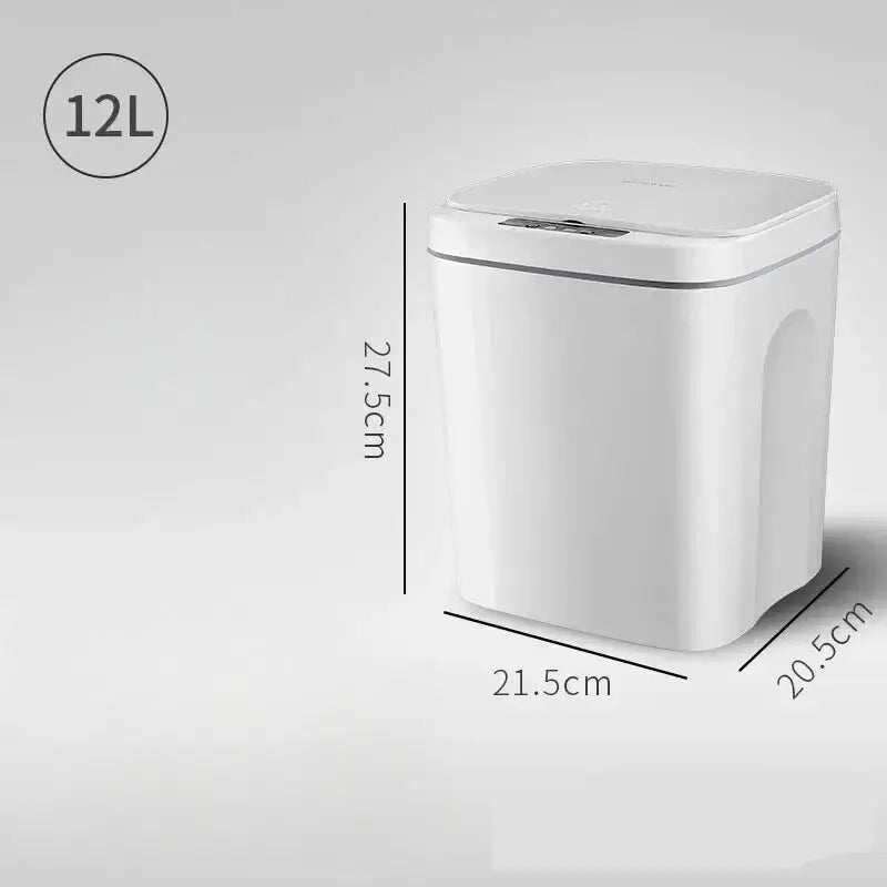 Waterproof Automatic Sensor Smart Trash - 12L-White / Battery Style - HOME TECH GADGETS