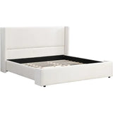 Wingback King Upholstered Wood Slats Platform Bed Frame - White - Bedroom