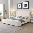 Wingback King Upholstered Wood Slats Platform Bed Frame - White - Bedroom