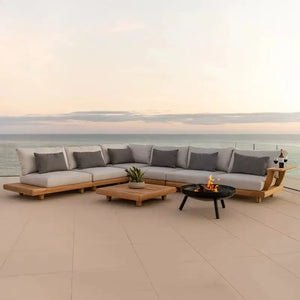 Wood Waterproof Outdoor L Shaped Modular Sofa - Sofa