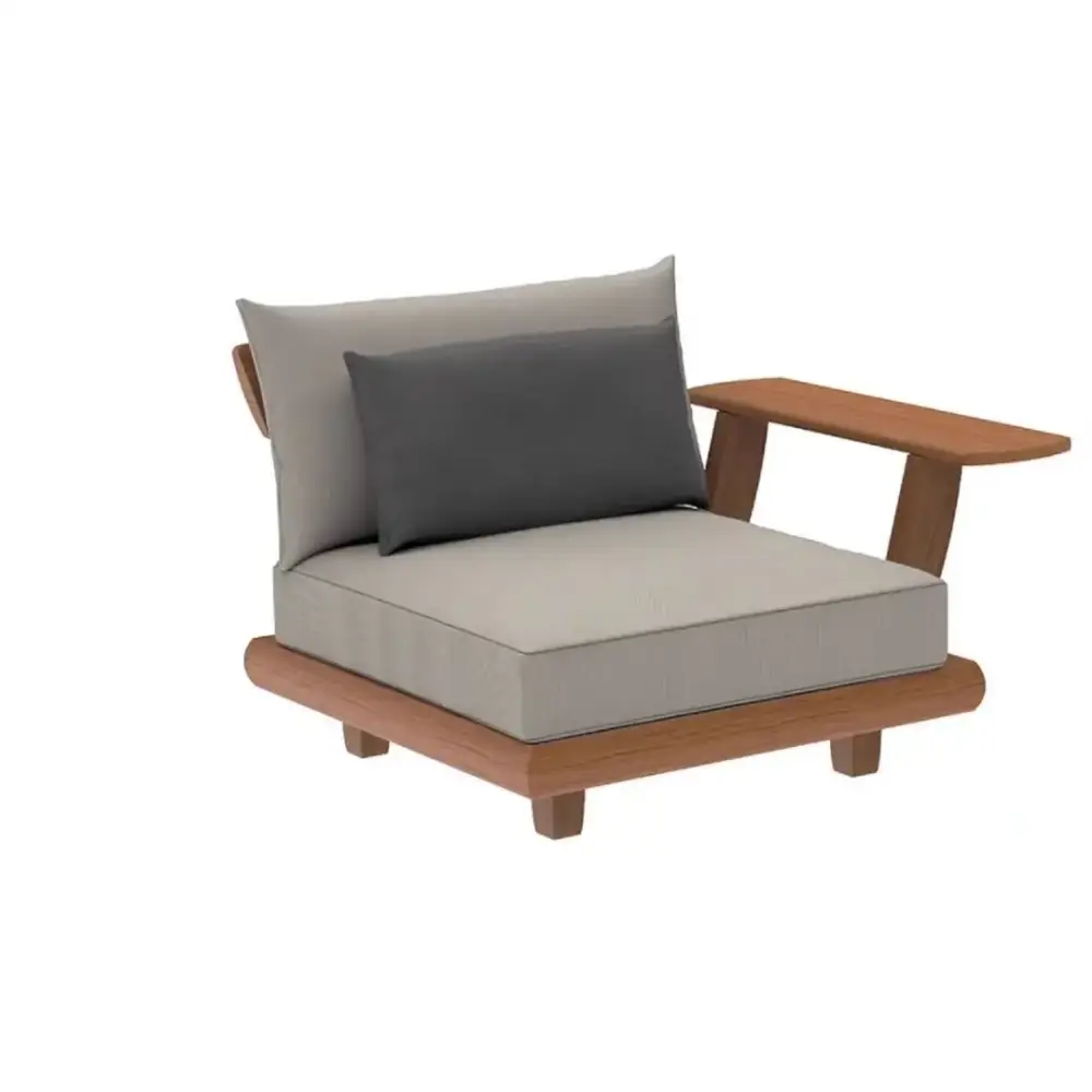 Wood Waterproof Outdoor L Shaped Modular Sofa - Gray with Armrest - Sofa
