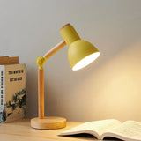 Wooden LED Turn Head Bedside Desk Reading Study Lamp - Desk Lamp