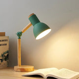 Wooden LED Turn Head Bedside Desk Reading Study Lamp - Green / EU plug - Desk Lamp