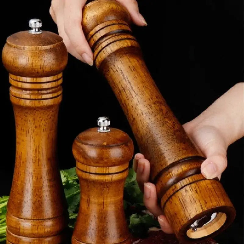 Wooden Salt Pepper and Spice Grinder Ceramic Grinder - Kitchen Utensils