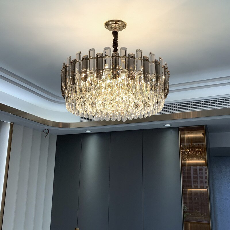 Moderne Kristallluxus-Kronleuchter-goldene Lampe