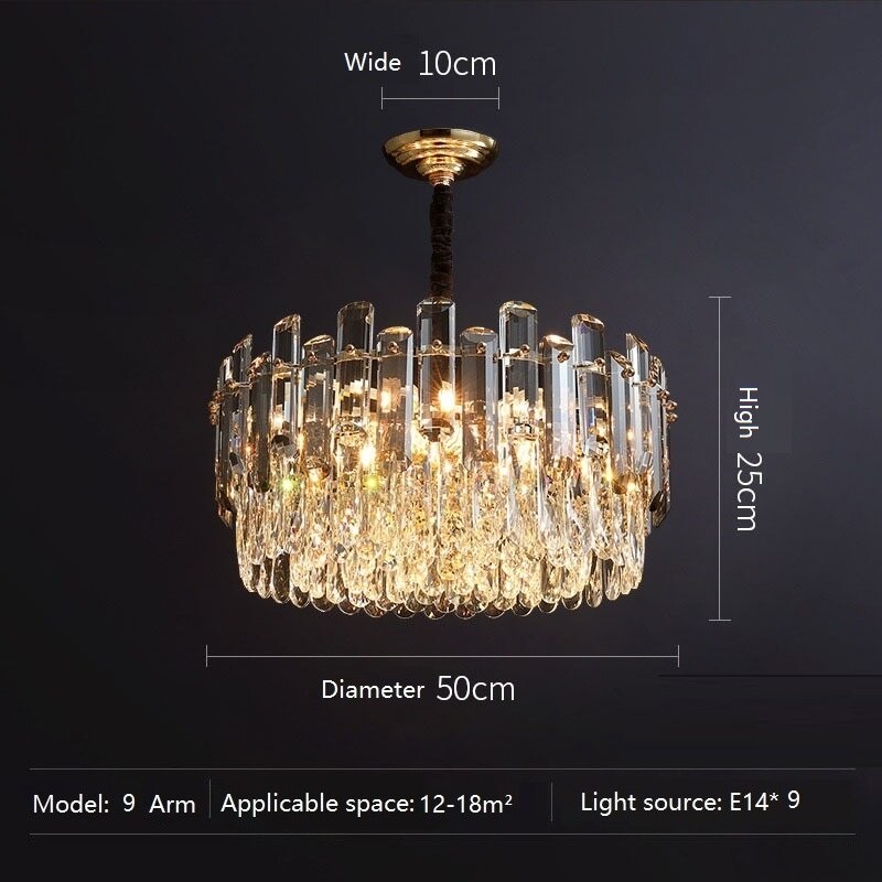 Moderne Kristallluxus-Kronleuchter-goldene Lampe