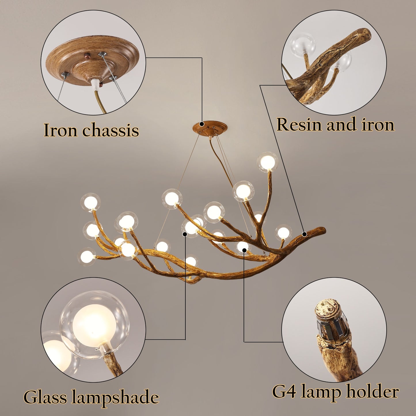 Moderne Baum-Zweig-Glasblasen-Lampe