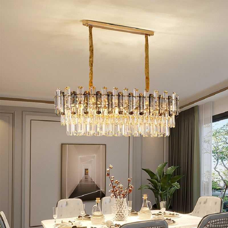 Moderne Kristallluxus-Kronleuchter-goldene Lampe