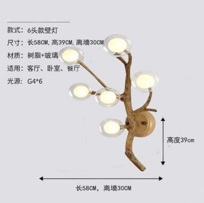 Moderne Baum-Zweig-Glasblasen-Lampe