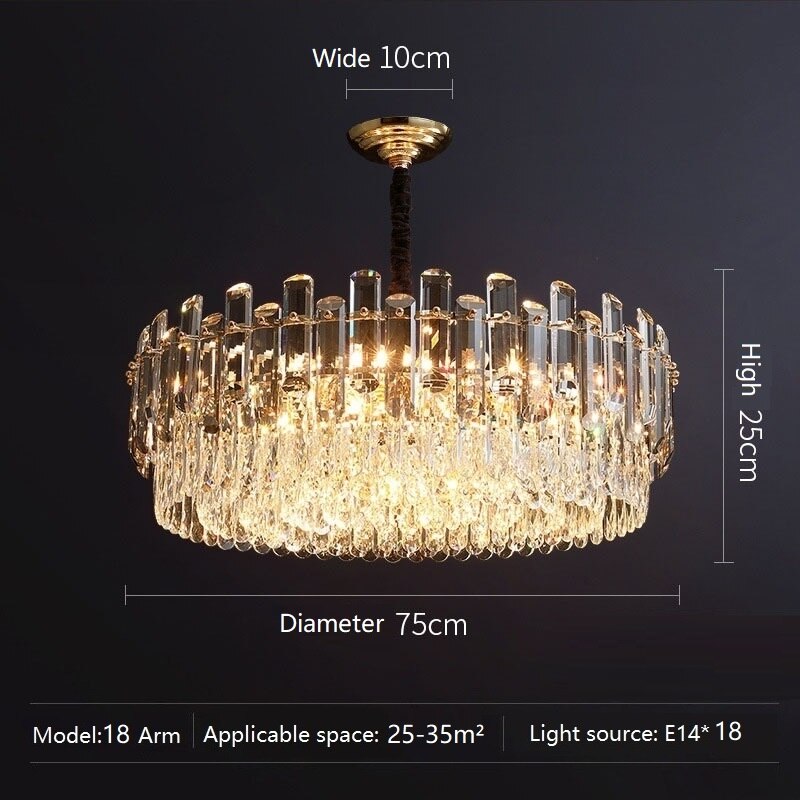 Moderne Kristallluxus-Kronleuchter-goldene Lampe